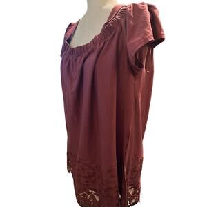 Lane Bryant Burgundy Off the Shoulder Lace Detail Blouse, Plus Size 18/20